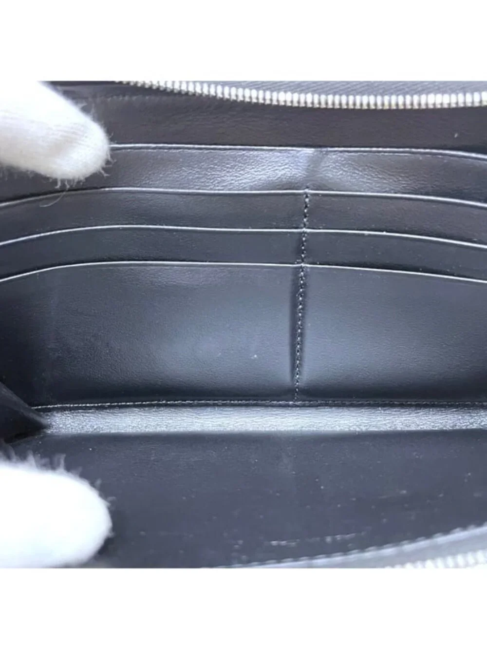 Celine Zip Around Wallet Large Zipped Black Leather Zipper Coin Purse